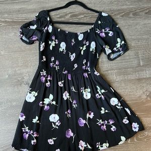 Black purple floral romper